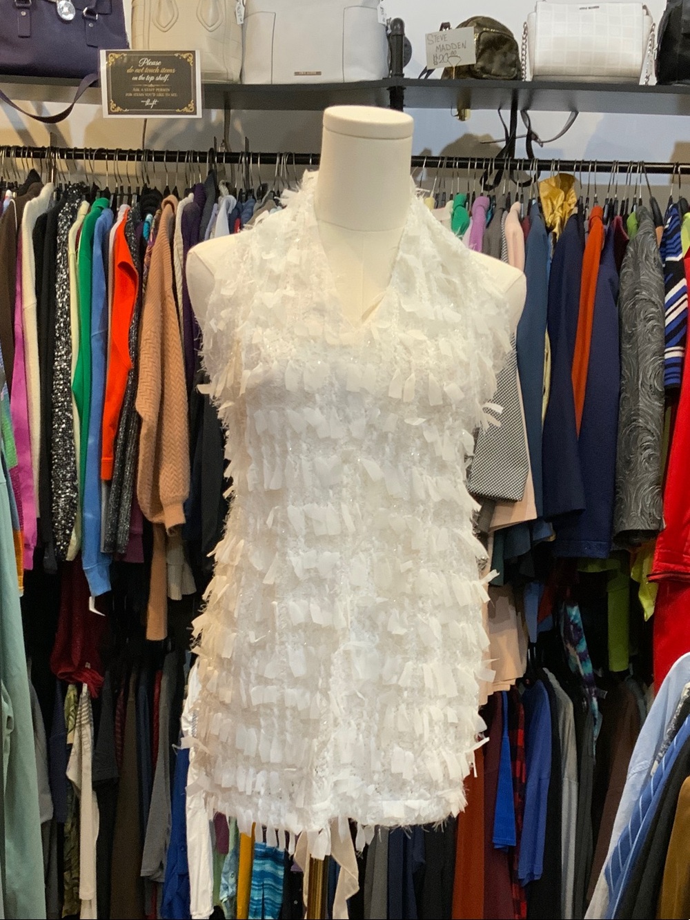 White Fringed Sleeveless Ruffle Top